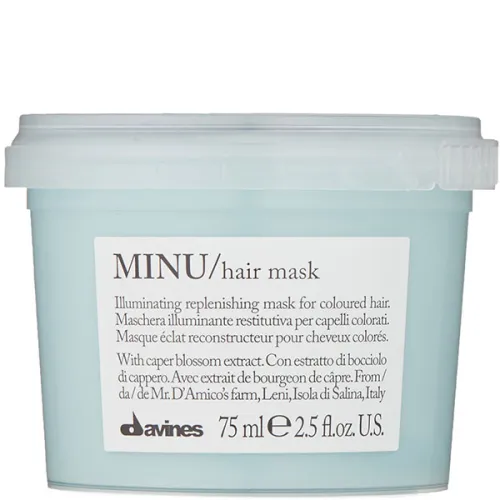Восстанавливающая маска для защиты цвета окрашенных волос Davines Minu Hair Mask For Colored Treated Hair, 75 мл.