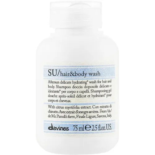 Шампунь для волосся та тіла після перебування на сонці Davines SU Hair & Body Wash After Sun, 75 мл.
