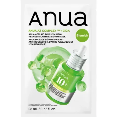 Заспокійлива тканинна маска-сироватка для обличчя Anua Azelaic Acid Hyaluron Redness Soothing Serum Mask з азелаїновою та