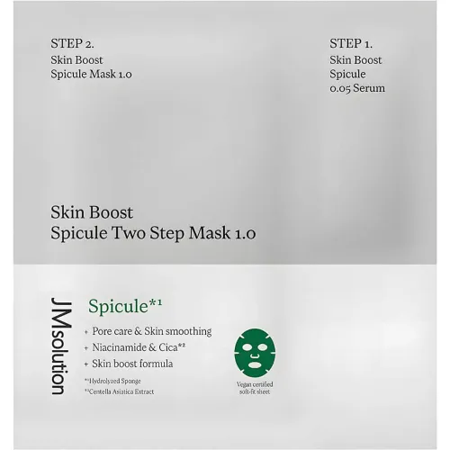 Двухэтапная тканевая маска для лица JMsolution Skin Boost Spicule Two Step Mask 1.0 со спикулами и ниацинамидом, 30 мл.