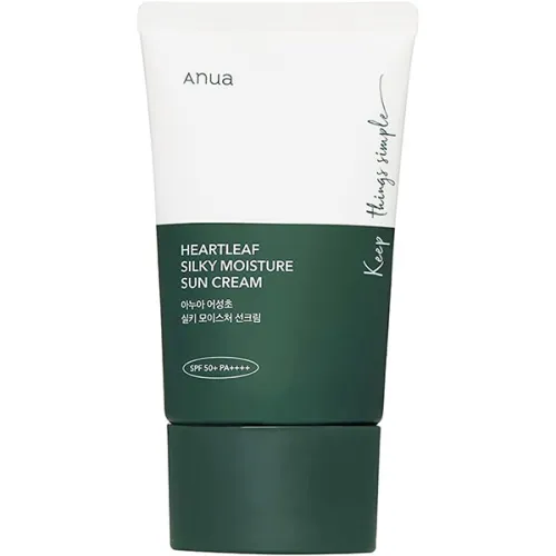 Солнцезащитный крем для чувствительной кожи Anua Heartleaf Silky Moisture Sun Cream SPF50+ PA++++ с экстрактом хауттюйнии