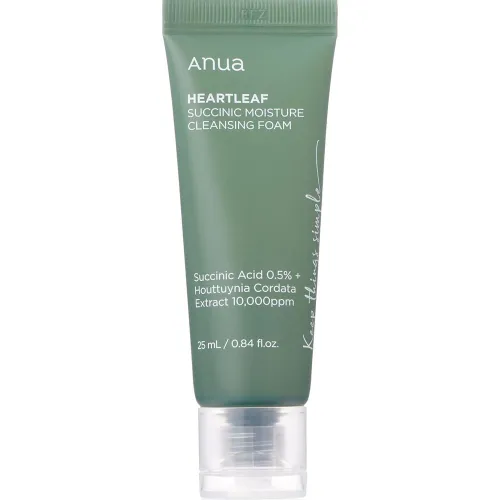 Заспокійлива пінка для вмивання Anua Heartleaf Succinic Moisture Cleansing Foam з екстрактом хауттюйнії та бурштиновою