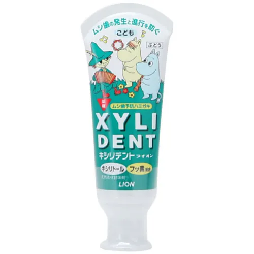 Зміцнююча дитяча зубна паста LION Xyli Dent Kids з фтором «виноград», 60 г.