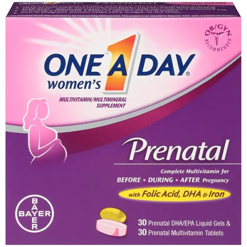 Мультивитаминный комплекс для беременных One A Day Women’s Prenatal Multivitamins Two Pill Formula с двумя типами таблеток