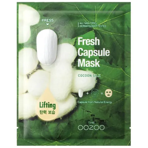 Маска для лица The OOZOO Fresh Capsule Mask Cocoon Silk с капсулой-активатором «шелк», 3.5 мл. и 25 мл.