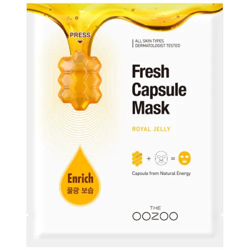 Маска для обличчя The OOZOO Fresh Capsule Mask Royal Jelly з капсулою-активатором «маточне молочко», 3.5 мл. и 25 мл.
