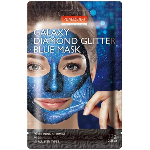 Очищающая и укрепляющая маска-пленка для лица «синяя» Purederm Galaxy Diamond Glitter Blue Mask, 10 г.