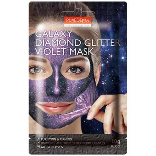 Очищающая и укрепляющая маска-пленка для лица «фиолетовая» Purederm Galaxy Diamond Glitter Violet Mask, 10 г.
