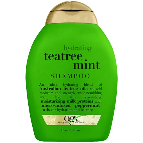 Зволожувальний шампунь OGX Hydrating Teatree Mint Shampoo з олією чайного дерева та ментолом, 385 мл.