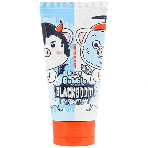 Черная кислородная маска для очищения пор Elizavecca Milky Piggy Hell-Pore Bubble BlackBoom Charcoal Pore Pack, 150 мл.