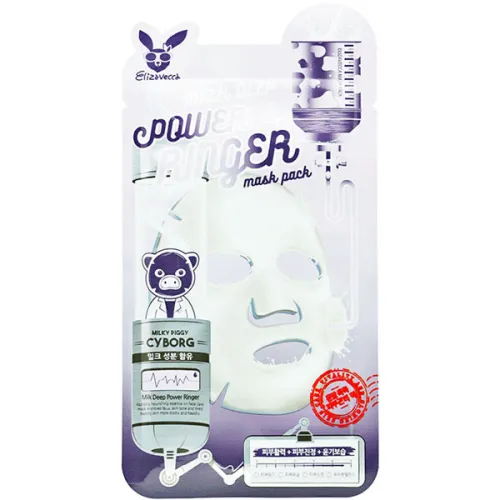 Тканинна маска для обличчя Elizavecca Milk Deep Power Ringer Mask з молочно-квітковим екстрактом, 23 мл.