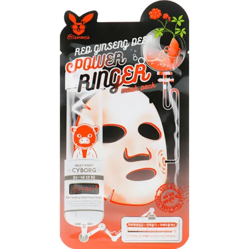 Тканинна маска для обличчя Elizavecca Red Ginseng Deep Power Ringer Mask з екстрактом червоного женьшеню, 23 мл.