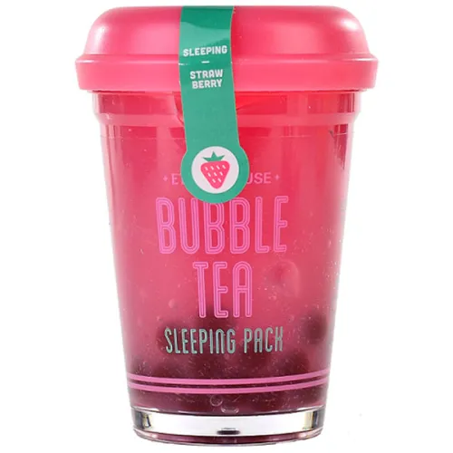 Нічна маска для обличчя Etude House Bubble Tea Sleeping Pack Strawberry з екстрактом полуниці, 100 г.