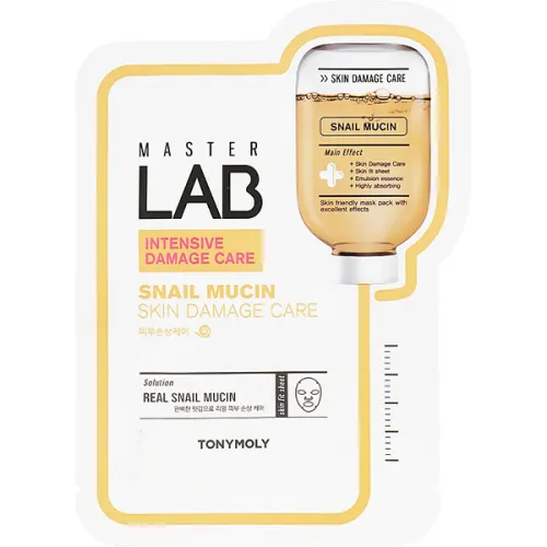 Тканинна маска для обличчя Tony Moly Master Lab Snail Mucin з муцином равлика, 18 г.