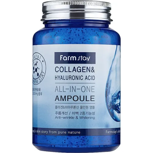 Ампульна сироватка FarmStay Collagen & Hyaluronic Acid All-in-One Ampoule з колагеном і гіалуроновою кислотою, 250 мл.