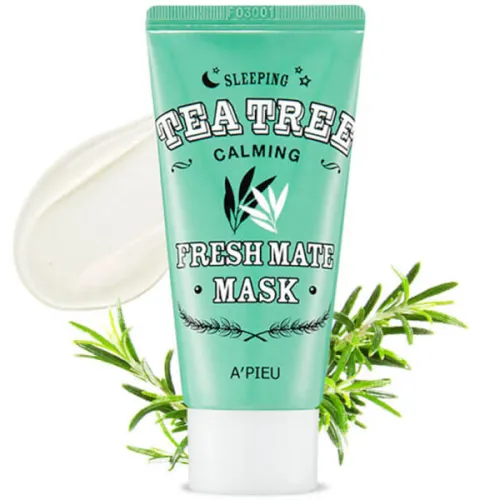 Нічна маска A’pieu Sleeping Tea Tree Calming Fresh Matte Mask з олією чайного дерева, 50 мл.