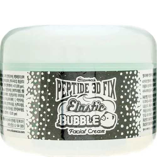 Омолаживающий пузырьковый крем для лица Elizavecca Peptide 3D Fix Elastic Bubble Facial Cream с пептидами, 100 мл.