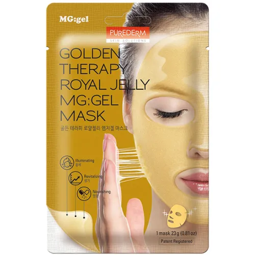Гидрогелевая маска для лица Purederm Golden Therapy Royal Jelly MG:Gel Mask с маточным молочком и золотом, 23 г.