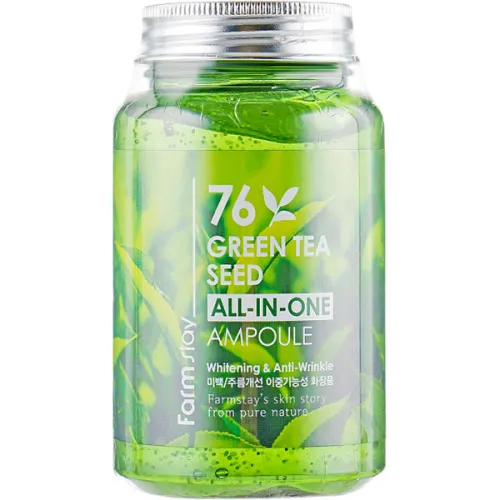 Багатофункціональна сироватка FarmStay 76 Green Tea Seed All-In Ampoule з екстрактом насіння зеленого чаю, 250 мл.