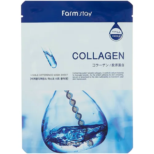 Тканинна маска для обличчя FarmStay Visible Difference Mask Sheet Collagen з колагеном, 23 мл.