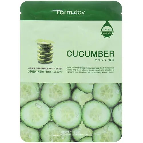 Тканинна маска для обличчя FarmStay Visible Difference Mask Sheet Cucumber з екстрактом огірка, 23 мл.