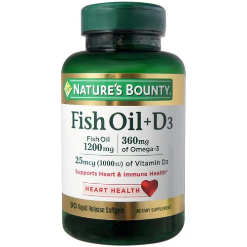 Рыбий жир + витамин D3 Nature’s Bounty Fish Oil + D3, 1200 мг. + 360 мг. + 25 мг.