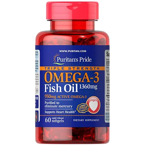 Рыбий жир Puritan’s Pride Triple Strength Omega-3 Fish Oil, 1360 мг.