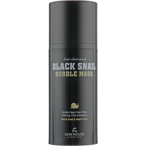Киснева маска для обличчя The Skin House Black Snail Bubble Mask з муцином равлика та деревним вугіллям, 100 мл.