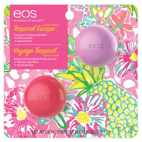 Набір бальзамів для губ EOS Tropical Escape Pink Coconut & Island Punch Lip Balm