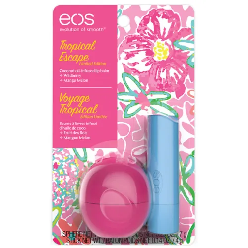 Набір бальзамів для губ «лісові ягоди та манго» EOS Tropical Escape Wildberry & Mango Melon Lip Balm