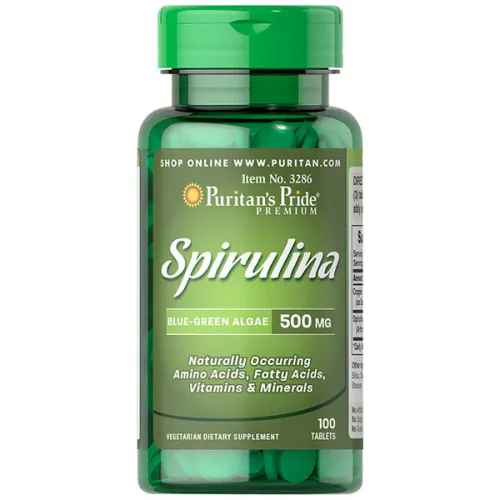 Таблетки спирулина Puritan’s Pride Spirulina Blue-Green Algae, 500 мг.