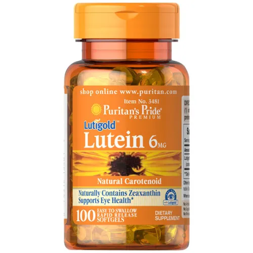Гелевые капсулы для глаз Puritan’s Pride Lutigold Lutein с лютеином, 6 мг.
