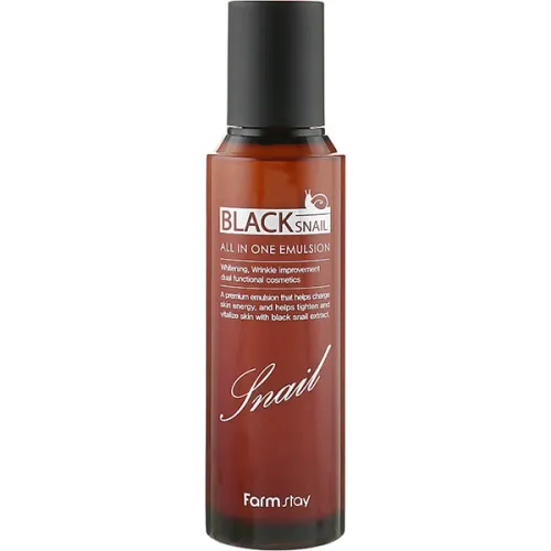 Зволожуюча емульсія FarmStay Black Snail All In One Emulsion з муцином равлика, 150 мл.