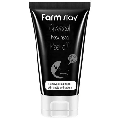 Маска-плівка для очищення носа FarmStay Charcoal Black Head Peel-off Nose Pack з деревним вугіллям, 60 г.