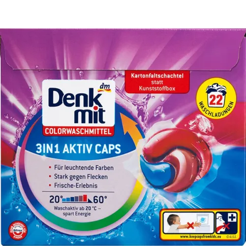 Капсули для прання кольорових речей Denkmit Color Detergent 3in1 Actvies Caps