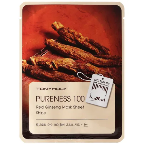 Тканинна маска для обличчя Tony Moly Pureness 100 Mask Sheet Red Ginseng з екстрактом червоного женьшеню, 21 мл.