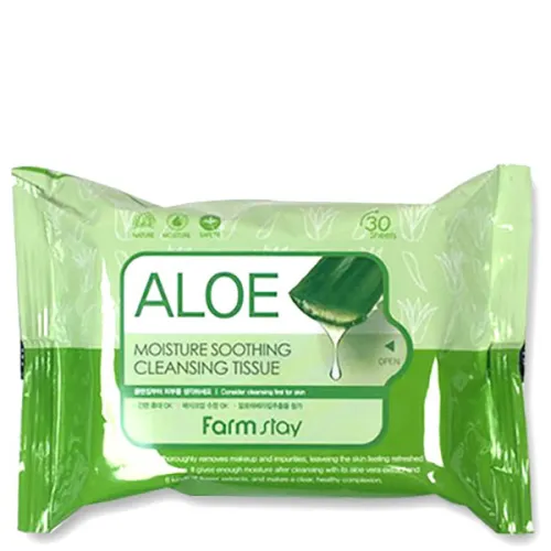 Очищаючі серветки FarmStay Aloe Moisture Soothing Cleansing Tissue з алое